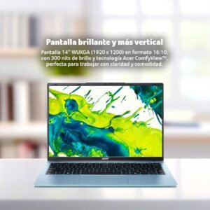 Acer Laptop Aspire Lite 14’’ | Intel Ci3-N355, 8 núcleos | 8GB RAM | 512GB SSD | Panel IPS WUXGA | Protección contra Robo y catástrofes Naturales por 1 año (Directo