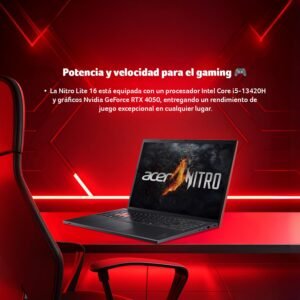 Acer Laptop Gamer Nitro Lite 16" WUXGA 165Hz Core i5-13420H 16GB RAM 512GB SSD | GeForce RTX 4050 | Seguro contra Robo y catástrofes Naturales, Gratis por un año.
