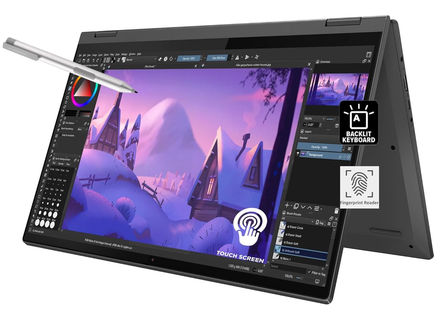 Lenovo IdeaPad Flex 5 visualización táctil 2 en 1 de 15.6 Pulgadas (AMD 8-Core Ryzen 7 5700U, 16GB RAM, 512GB PCIe SSD, cámara Web, lápiz Capacitivo Activo), portátil...