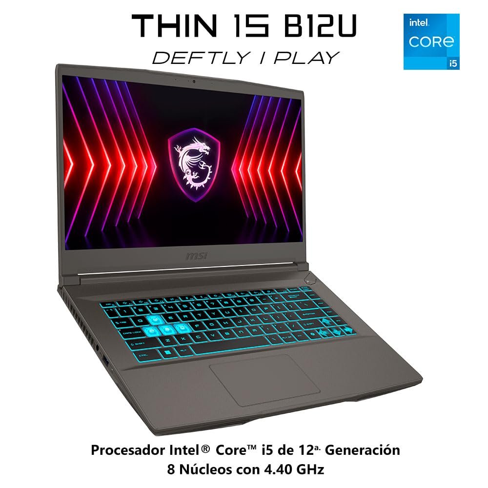 MSI Laptop Gaming Thin 15 Intel® Core™ i5-12450H NVIDIA GeForce RTX3050 8GB RAM/512GB SSD 15.6″ FHD 144Hz Gris, Teclado en español/2 años de garantía MSI Laptop Gaming Thin 15 Intel® Core™ i5-12450H NVIDIA GeForce RTX3050 8GB RAM/512GB SSD 15.6" FHD 144Hz Gris, Teclado en español/2 años de garantía