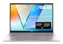 ASUS Vivobook S16 2025, AMD Ryzen 9 270/NPU 16 TOPS/16GB RAM/512GB SSD/CargaRapida USB-C 65W/Camara con Rconocimiento Facial/Garantia y Servicio con la Marca en Mexico