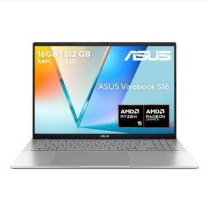 ASUS Vivobook S16 2025, AMD Ryzen 9 270/NPU 16 TOPS/16GB RAM/512GB SSD/CargaRapida USB-C 65W/Camara con Rconocimiento Facial/Garantia y Servicio con la Marca en Mexico