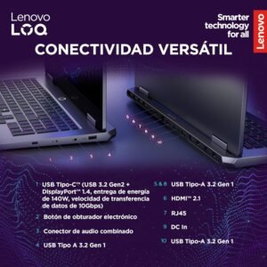 Lenovo Laptop Gamer LOQ RTX 5050|15.6" FHD Intel Core i5 |24GB RAM 512GB SSD| PC con IA | NVIDIA GeForce| Teclado Retroiluminado, Windows 11 Home