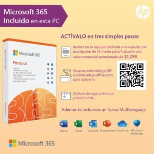 HP Laptop 15-fc0080la, AMD Ryzen 7, 16 GB, 512 GB SSD, 15.6, HD, Windows 11 Home, Teclado en Español, Garantía México, Plateado | Microsoft 365 Personal 12 Meses + Curso...