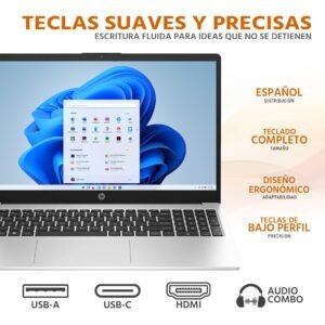 HP Laptop 255 G10 AMD Ryzen 5 7530U 24GB RAM 512GB SSD 15.6" Windows 11 Home Teclado en Español + Mouse DXT