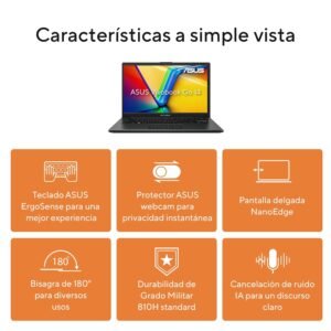 ASUS Laptop Vivobook Go 14 2025/14" FHD/AMD Ryzen 3 7320U/8GB RAM/512GB SSD/Numberpad/Teclado en Español (Garantía y Servicio en México)