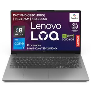 Lenovo Laptop LOQ 15IAX9E | NVIDIA GeForce RTX 3050 6 GB | 15.6" FHD | Intel Core i5 | 16GB RAM 512GB SSD | Impulsado por IA | Windows 11