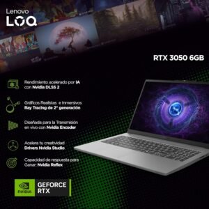 Lenovo Laptop LOQ 15IAX9E | NVIDIA GeForce RTX 3050 6 GB | 15.6" FHD | Intel Core i5 | 16GB RAM 512GB SSD | Impulsado por IA | Windows 11