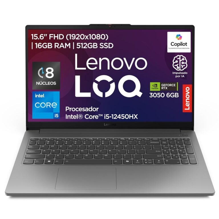Lenovo Laptop LOQ 15IAX9E | NVIDIA GeForce RTX 3050 6 GB | 15.6" FHD | Intel Core i5 | 16GB RAM 512GB SSD | Impulsado por IA | Windows 11