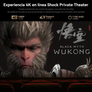 Calidad de imagen 4K nativa y brillo de 1100 ANSI Lumens del Wanbo X5 Pro en sala oscura.