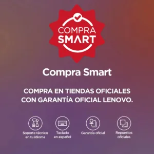 Infografía de Compra Smart con garantía oficial, teclado en español y soporte técnico