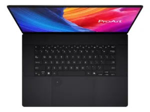 Vista superior del teclado retroiluminado y panel táctil con ASUS DialPad