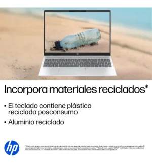 Laptop HP fabricada con materiales reciclados y aluminio sostenible
