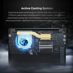 Sistema de enfriamiento activo con ventilador y tubos de cobre dobles para disipación de calor