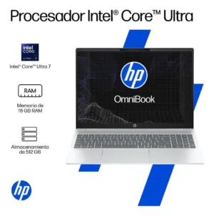 Especificaciones de procesador Intel Core Ultra 7, 16GB RAM y 512GB SSD