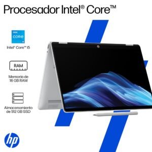 Laptop HP convertible con procesador Intel Core i5, 16GB RAM y 512GB SSD.