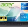 Laptop Acer con pantalla 2K, procesador Intel Core i3, 16GB RAM y 512GB SSD.