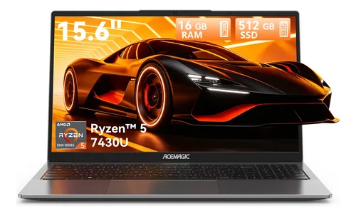 Laptop Acemagic Ryzen 7 Principal Laptop Acemagic amd ryzen 7 mostrando pantalla principal de 15.6 pulgadas con diseño deportivo