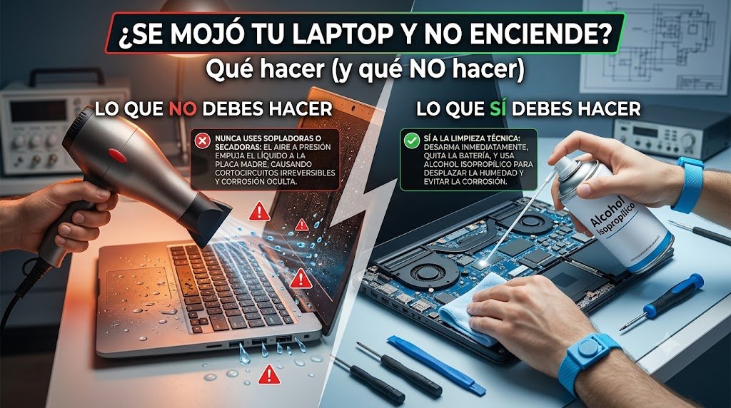 ¿Laptop Mojada? Guía Completa de Qué Hacer y Qué NO Hacer